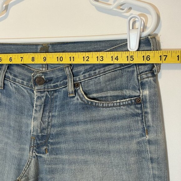 7 For All Mankind Dojo Jeans Women’s Size 29 Flare Low Rise Blue Zipper Cotton - Picture 5 of 13